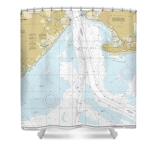 Nautical Chart 12402 New York Lower Bay Northern Part Shower Curtain