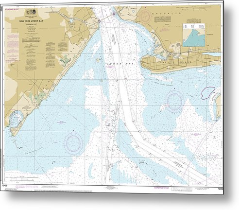 A beuatiful Metal Print of the Nautical Chart-12402 New York Lower Bay Northern Part - Metal Print by SeaKoast.  100% Guarenteed!