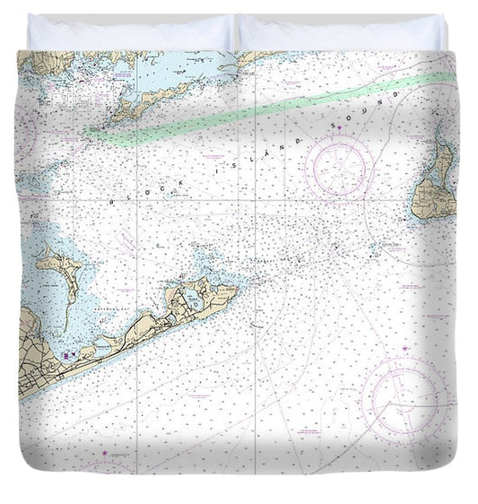 Nautical Chart 13205 Block Island Sound Approaches Duvet Cover