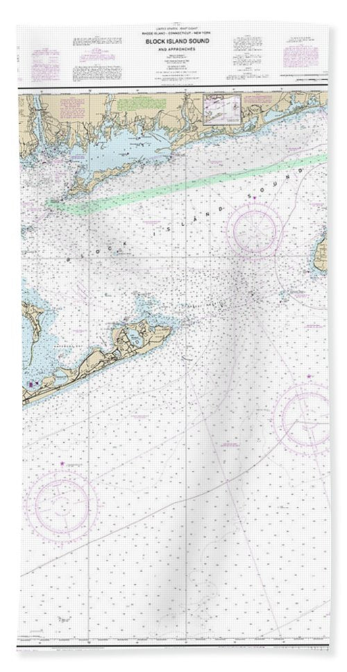 Nautical Chart-13205 Block Island Sound-approaches - Beach Towel