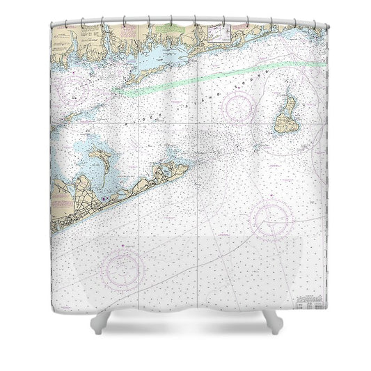 Nautical Chart 13205 Block Island Sound Approaches Shower Curtain