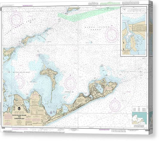 Nautical Chart-13209 Block Island Sound-Gardiners Bay, Montauk Harbor Canvas Print