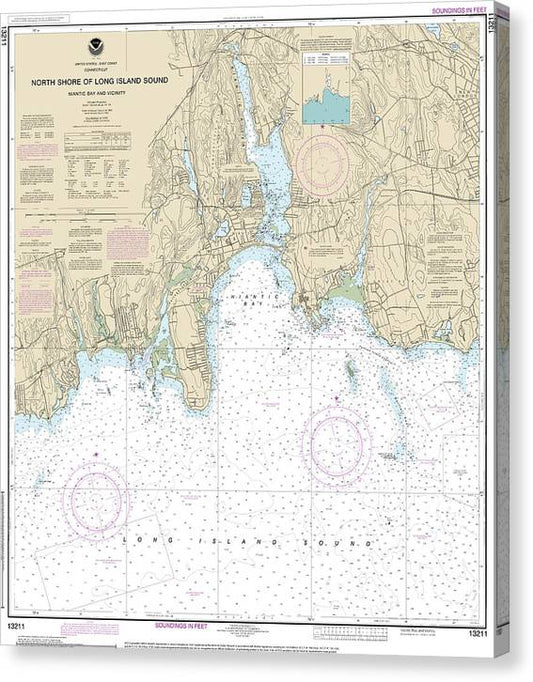 Nautical Chart-13211 North Shore-Long Island Sound Niantic Bay-Vicinity Canvas Print