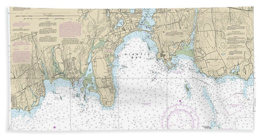 Nautical Chart-13211 North Shore-long Island Sound Niantic Bay-vicinity - Bath Towel