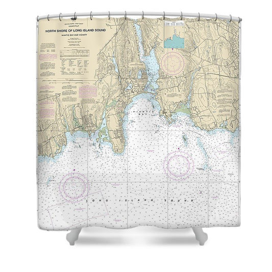 Nautical Chart 13211 North Shore Long Island Sound Niantic Bay Vicinity Shower Curtain