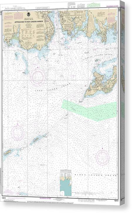Nautical Chart-13212 Approaches-New London Harbor Canvas Print