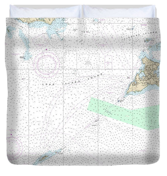 Nautical Chart 13212 Approaches New London Harbor Duvet Cover