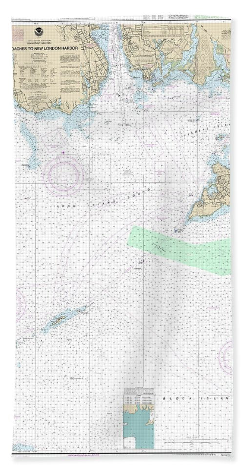 Nautical Chart-13212 Approaches-new London Harbor - Beach Towel
