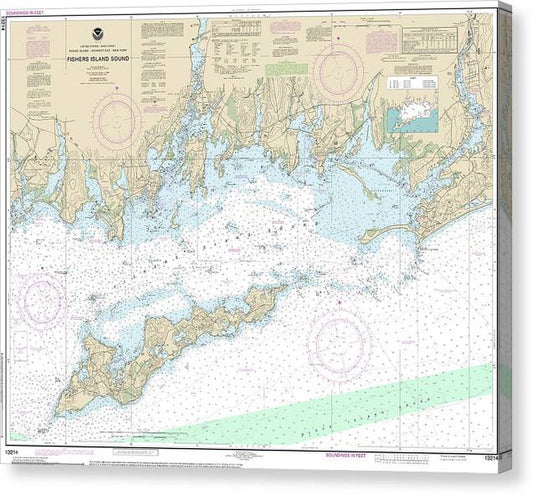Nautical Chart-13214 Fishers Island Sound Canvas Print