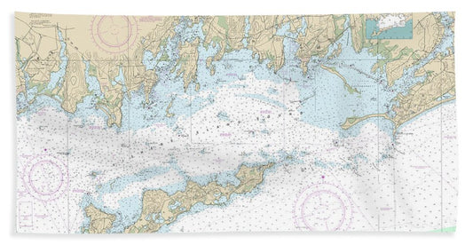 Nautical Chart-13214 Fishers Island Sound - Bath Towel