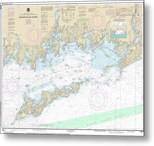 Nautical Chart-13214 Fishers Island Sound - Metal Print