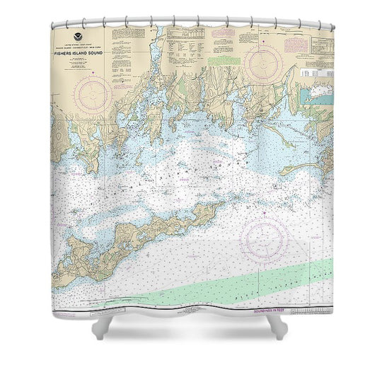 Nautical Chart 13214 Fishers Island Sound Shower Curtain