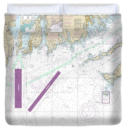 Nautical Chart 13218 Marthas Vineyard Block Island Duvet Cover