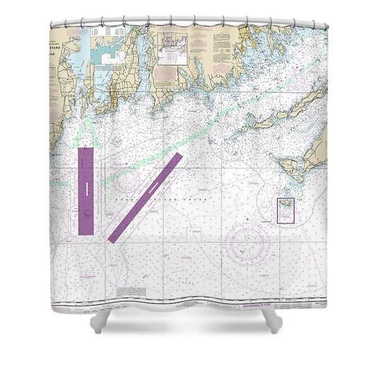 Nautical Chart 13218 Marthas Vineyard Block Island Shower Curtain