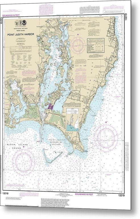 A beuatiful Metal Print of the Nautical Chart-13219 Point Judith Harbor - Metal Print by SeaKoast.  100% Guarenteed!