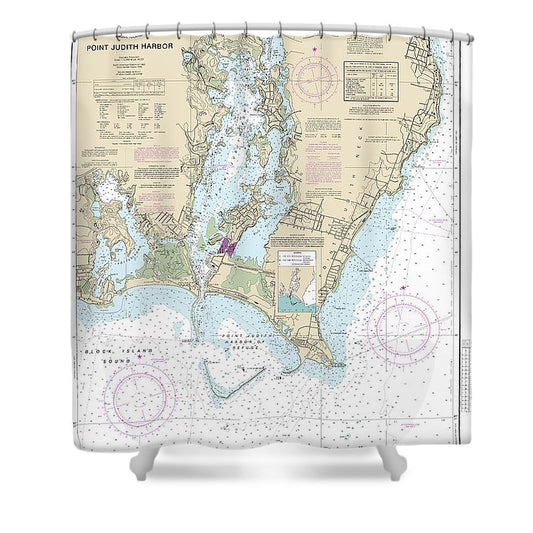 Nautical Chart 13219 Point Judith Harbor Shower Curtain