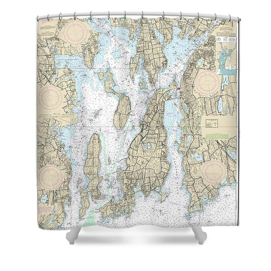 Nautical Chart 13221 Narragansett Bay Shower Curtain