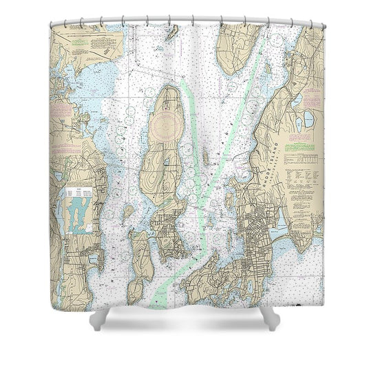 Nautical Chart 13223 Narragansett Bay, Including Newport Harbor Shower Curtain