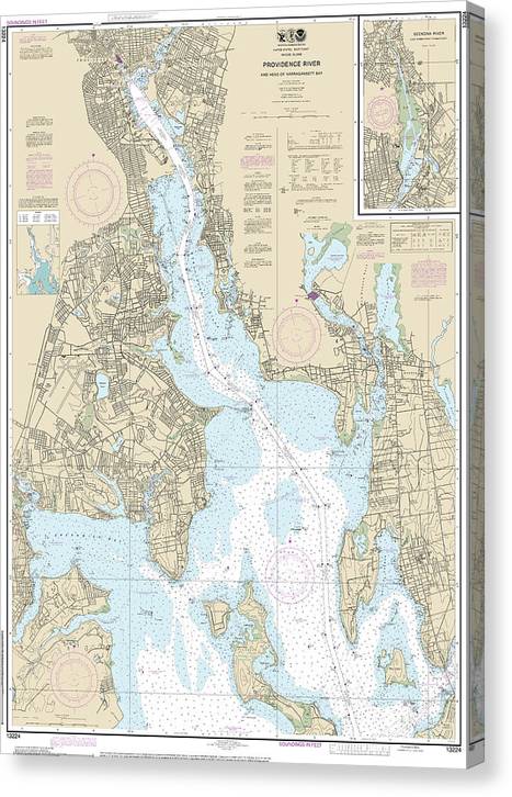 Nautical Chart-13224 Providence River-Head-Narragansett Bay Canvas Print