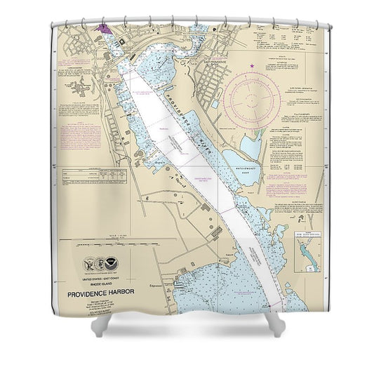 Nautical Chart 13225 Providence Harbor Shower Curtain