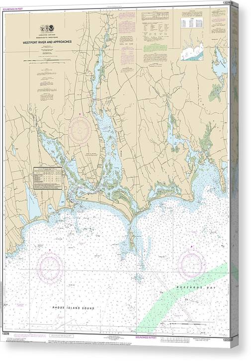 Nautical Chart-13228 Westport River-Approaches Canvas Print