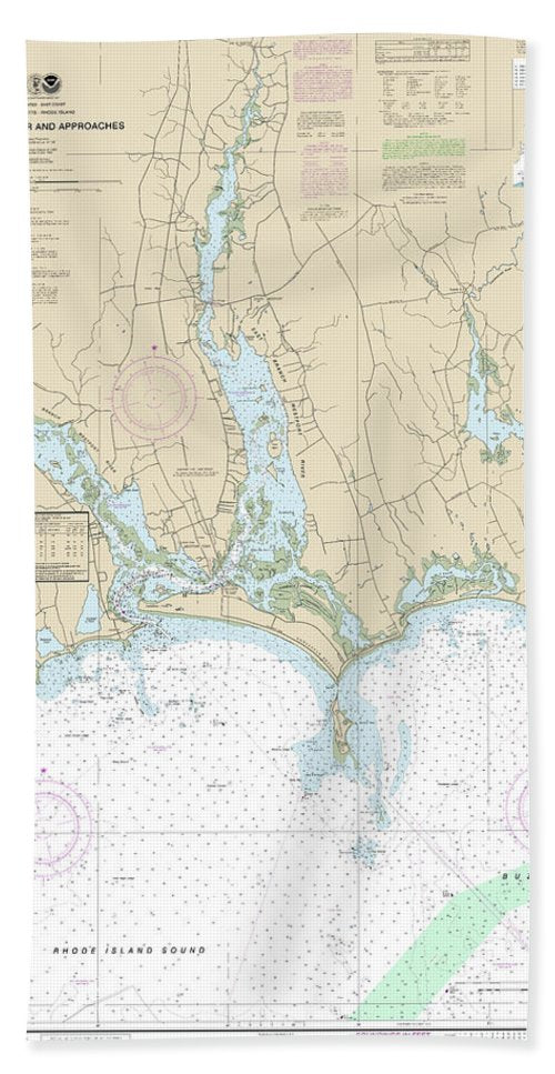 Nautical Chart-13228 Westport River-approaches - Bath Towel