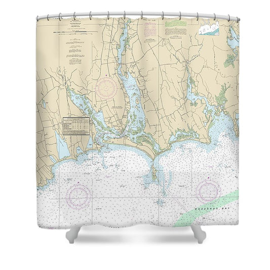 Nautical Chart 13228 Westport River Approaches Shower Curtain