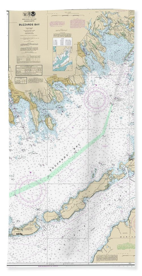 Nautical Chart-13230 Buzzards Bay, Quicks Hole - Bath Towel