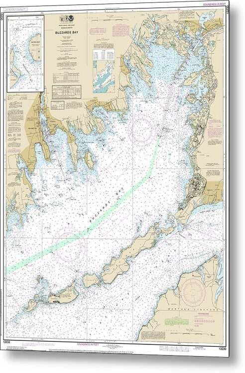 A beuatiful Metal Print of the Nautical Chart-13230 Buzzards Bay, Quicks Hole - Metal Print by SeaKoast.  100% Guarenteed!