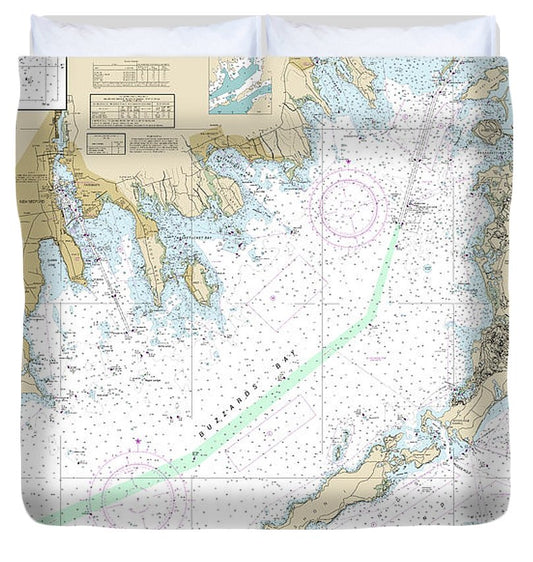 Nautical Chart 13230 Buzzards Bay, Quicks Hole Duvet Cover