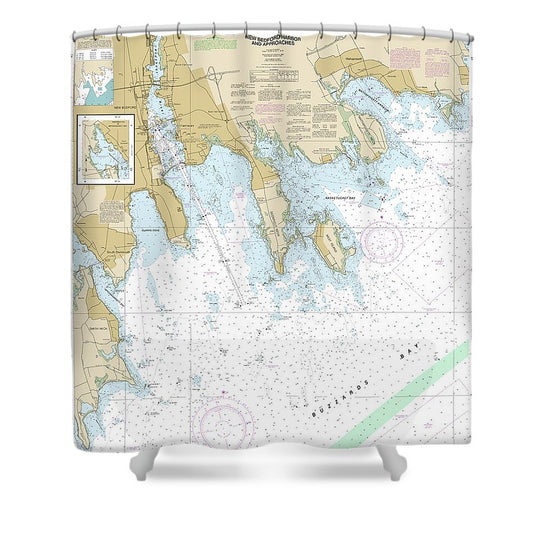Nautical Chart 13232 New Bedford Harbor Approaches Shower Curtain