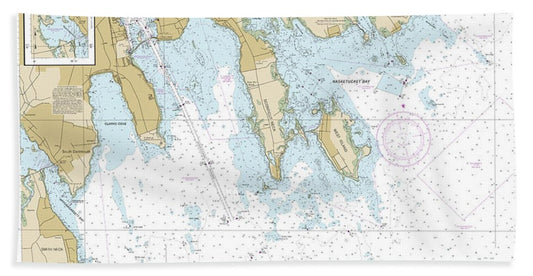 Nautical Chart-13232 New Bedford Harbor-approaches - Beach Towel