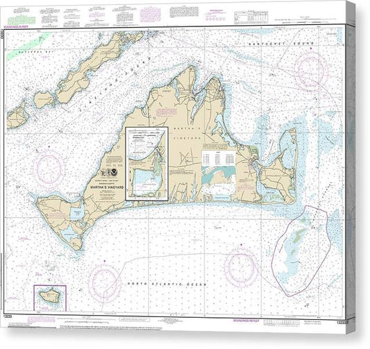 Nautical Chart-13233 Marthas Vineyard, Menemsha Pond Canvas Print
