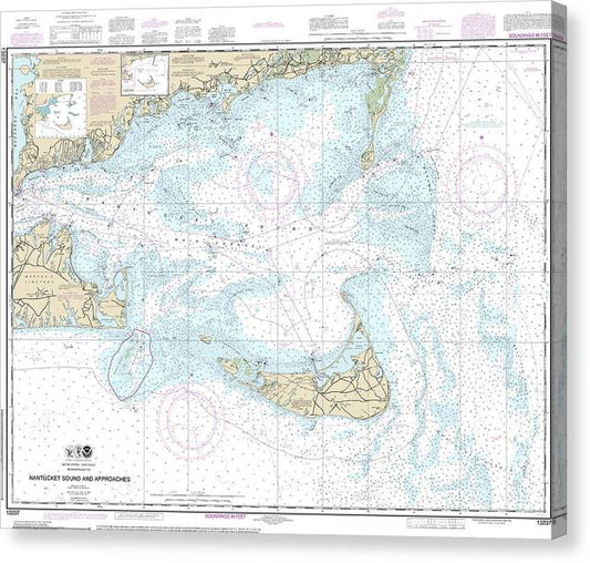 Nautical Chart-13237 Nantucket Sound-Approaches Canvas Print