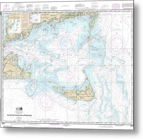 A beuatiful Metal Print of the Nautical Chart-13237 Nantucket Sound-Approaches - Metal Print by SeaKoast.  100% Guarenteed!