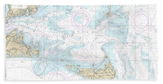 Nautical Chart-13237 Nantucket Sound-approaches - Bath Towel
