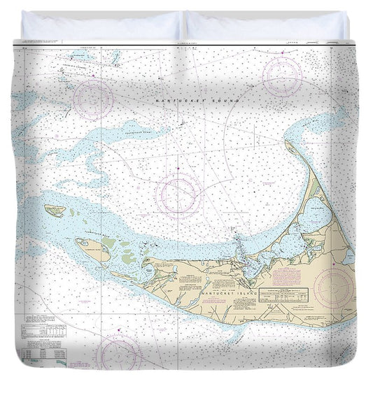 Nautical Chart 13241 Nantucket Island Duvet Cover