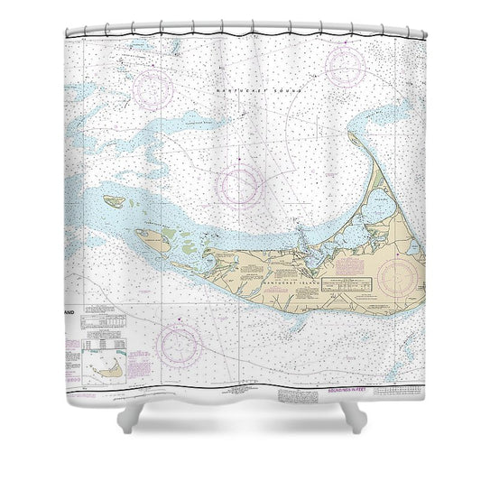 Nautical Chart 13241 Nantucket Island Shower Curtain
