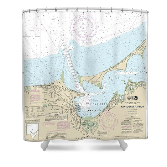 Nautical Chart 13242 Nantucket Harbor Shower Curtain