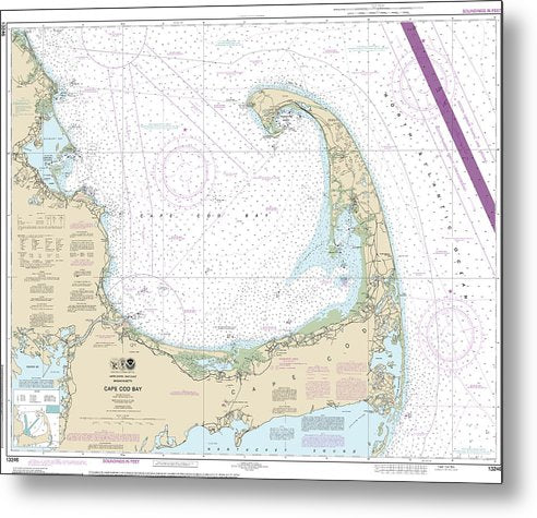 A beuatiful Metal Print of the Nautical Chart-13246 Cape Cod Bay - Metal Print by SeaKoast.  100% Guarenteed!