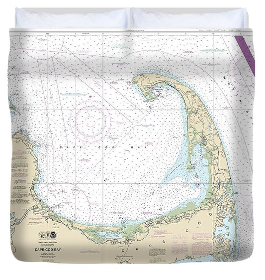 Nautical Chart 13246 Cape Cod Bay Duvet Cover