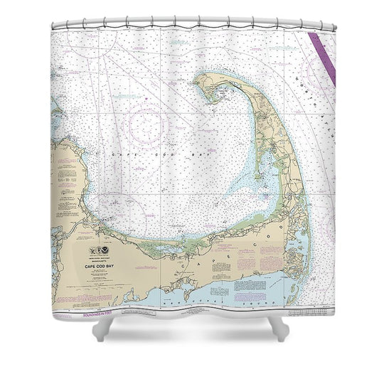 Nautical Chart 13246 Cape Cod Bay Shower Curtain