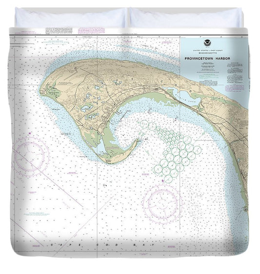 Nautical Chart 13249 Provincetown Harbor Duvet Cover