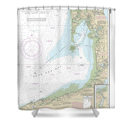 Nautical Chart 13250 Wellfleet Harbor, Sesuit Harbor Shower Curtain