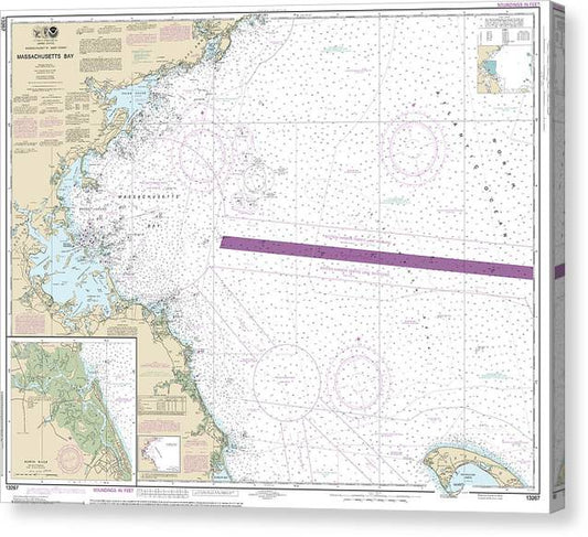 Nautical Chart-13267 Massachusetts Bay, North River Canvas Print