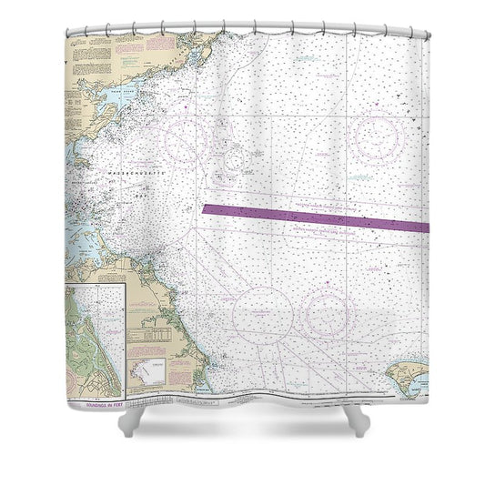 Nautical Chart 13267 Massachusetts Bay, North River Shower Curtain