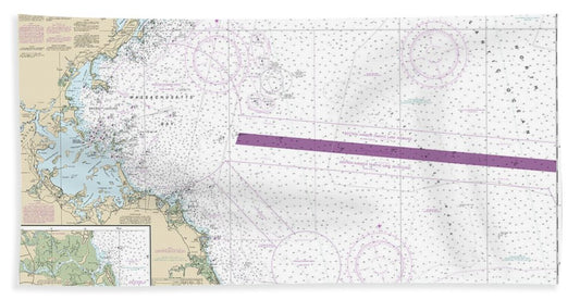 Nautical Chart-13267 Massachusetts Bay, North River - Beach Towel