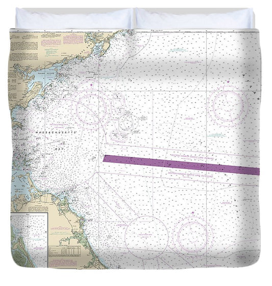 Nautical Chart 13267 Massachusetts Bay, North River Duvet Cover