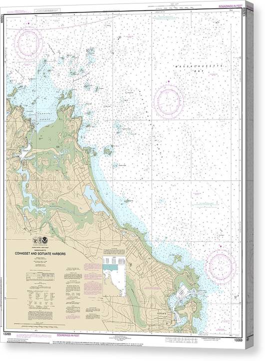 Nautical Chart-13269 Cohasset-Scituate Harbors Canvas Print