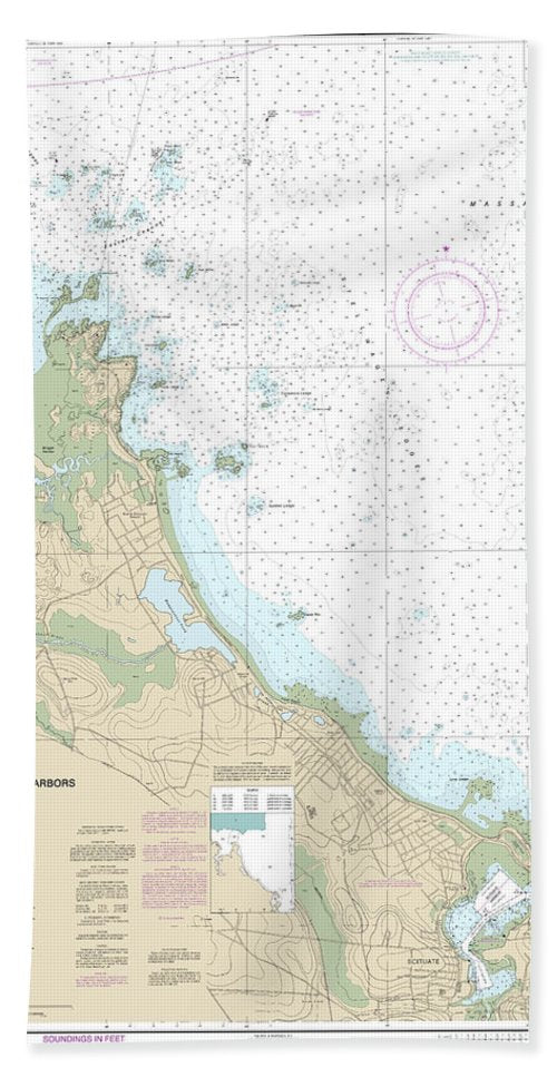 Nautical Chart-13269 Cohasset-scituate Harbors - Bath Towel